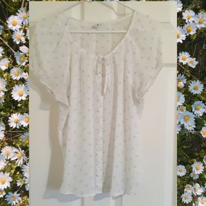 Dainty White Peasant Blouse